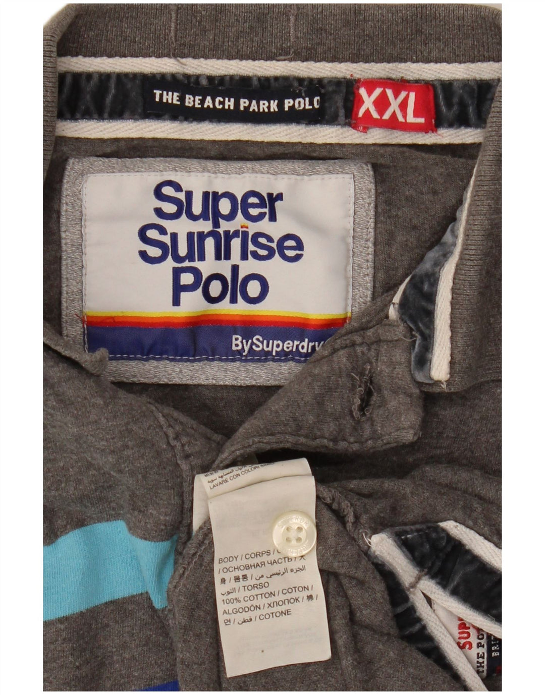 Polo grafica da uomo Superdry 2XL in cotone a righe grigie