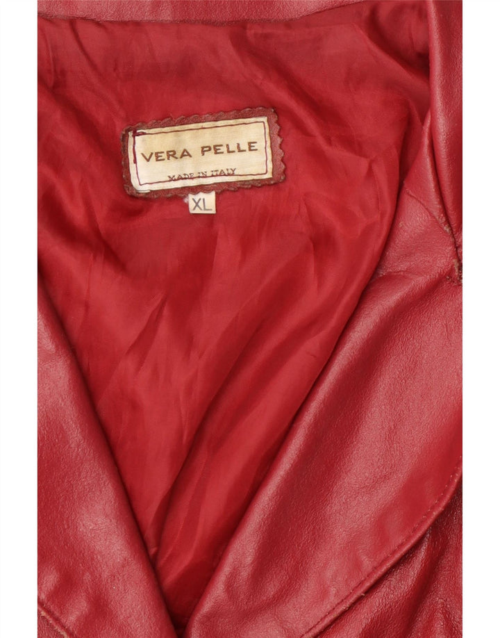 Cappotto in pelle vintage da donna UK 18 XL in pelle rossa