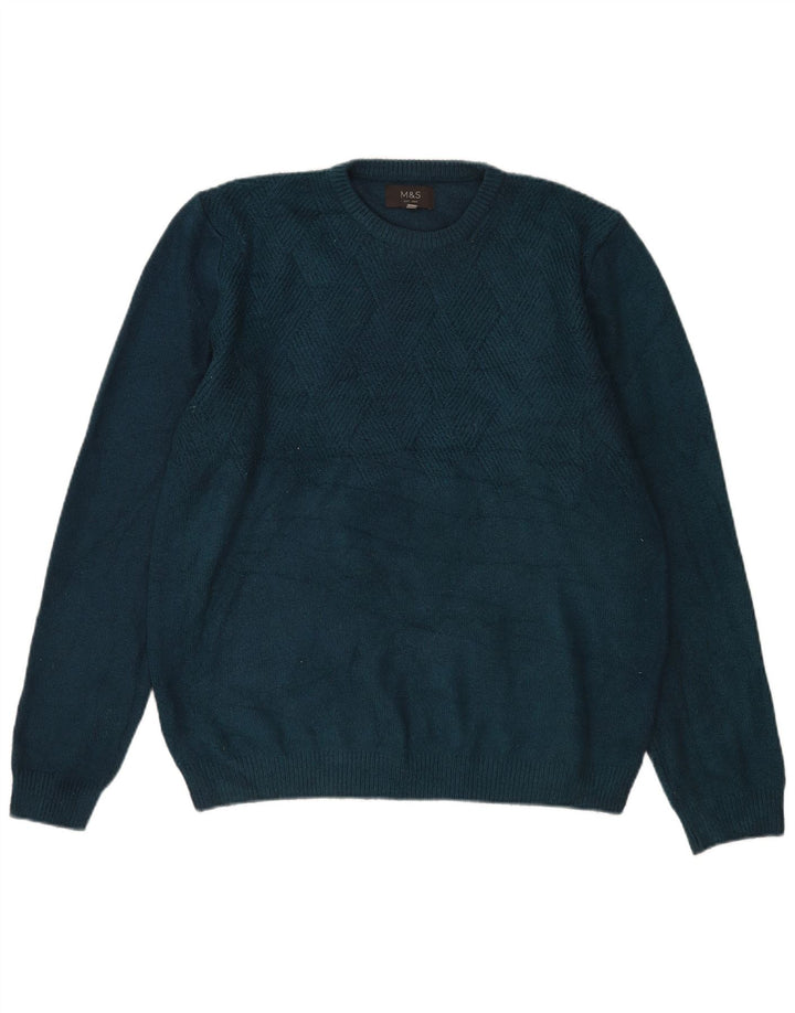 Maglione maglione girocollo da uomo Marks & Spencer grande acrilico blu