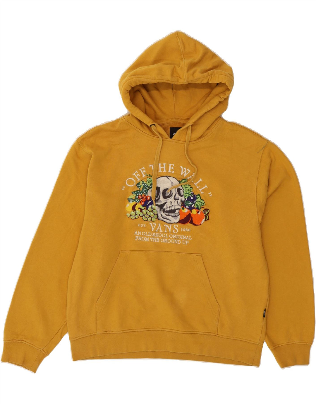 VANS Mens Graphic Hoodie Jumper Small Yellow Cotton Vintage Vans and Second-Hand Vans from Messina Hembry 
