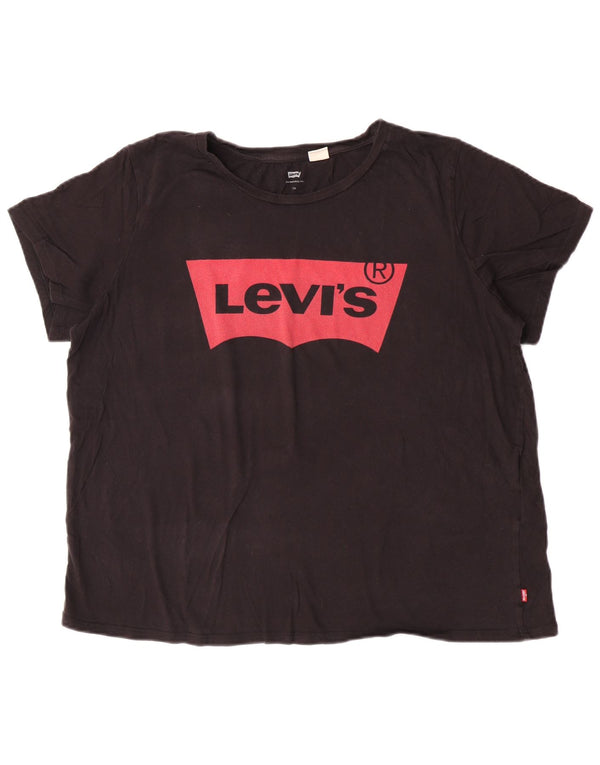 T-shirt grafica da donna Levi's Top UK 22 2XL cotone nero