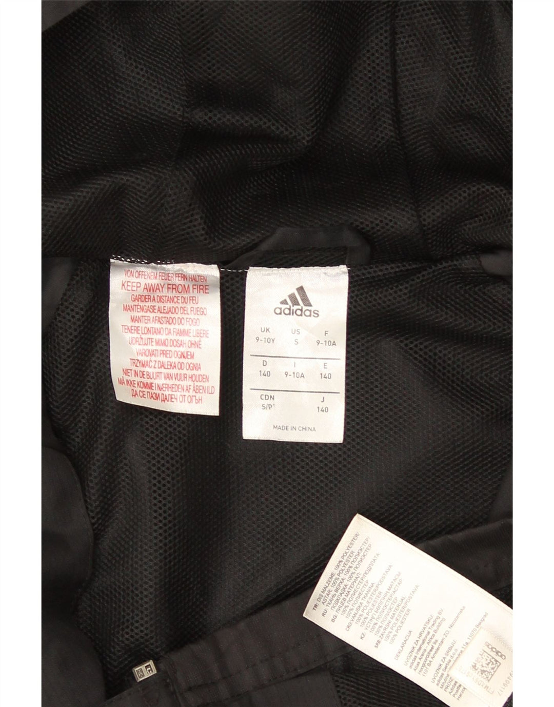 Giacca antipioggia con cappuccio Adidas da ragazzo 9-10 anni in poliestere nero