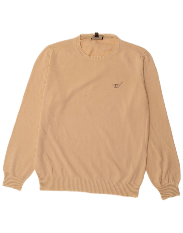 Maglione da uomo girocollo Henry Cottons in cotone beige medio