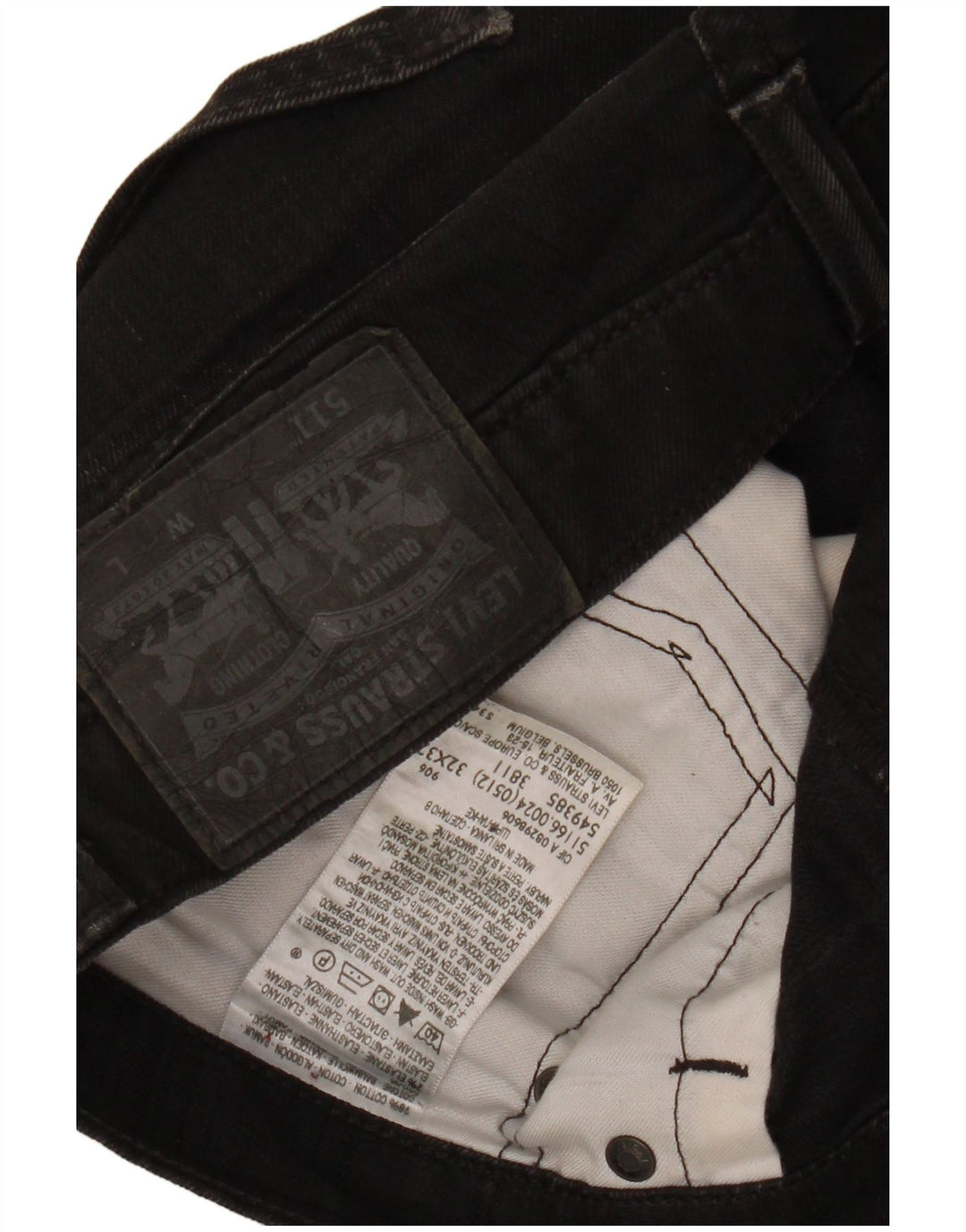 LEVI'S Jeans 511 Slim da Donna W32 L30 Cotone Nero