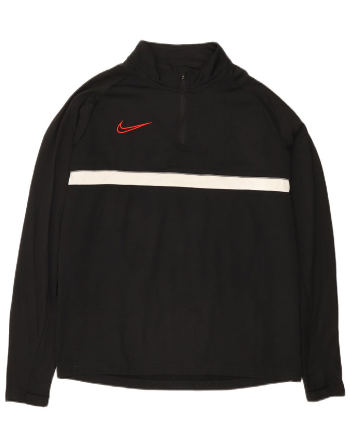 Maglia da tuta Nike Dri Fit con collo e zip da uomo, color block medio nero