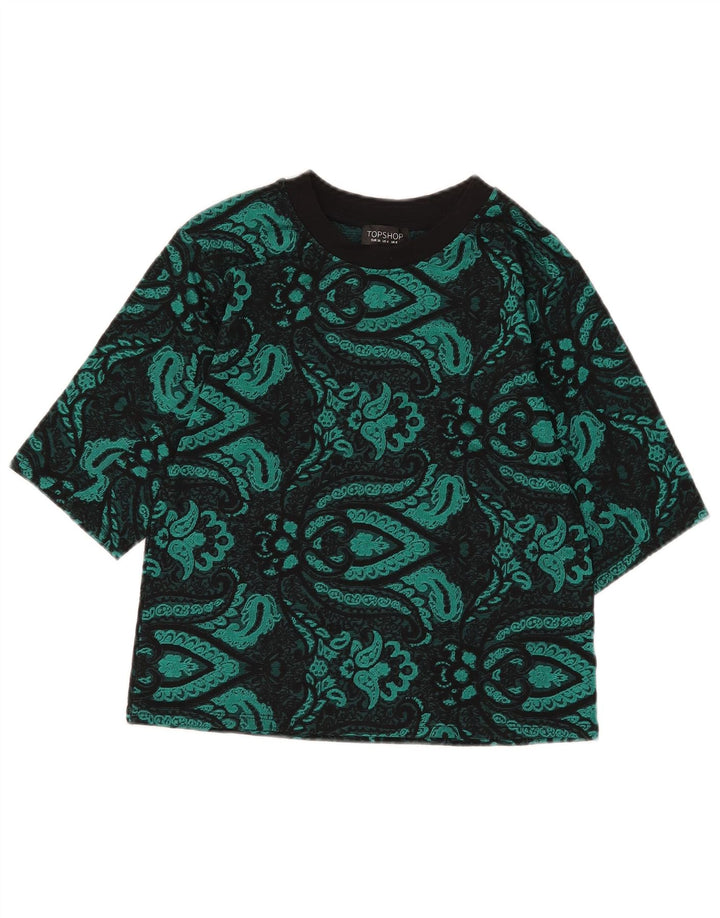 Topshop Camicetta corta da donna Top UK 8 Piccolo poliestere verde Paisley