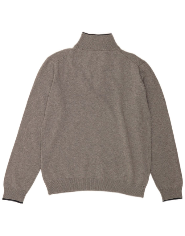 Gant Maglione da uomo con zip e collo grande in cotone grigio