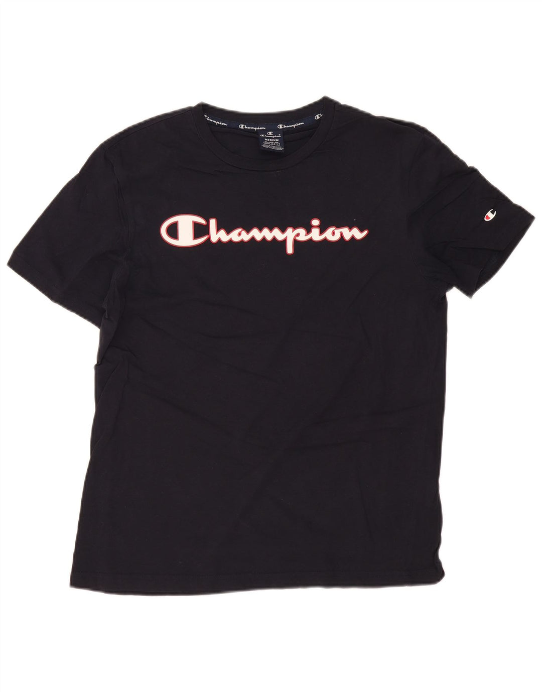 T-shirt grafica da uomo CHAMPION Top in cotone blu navy medio