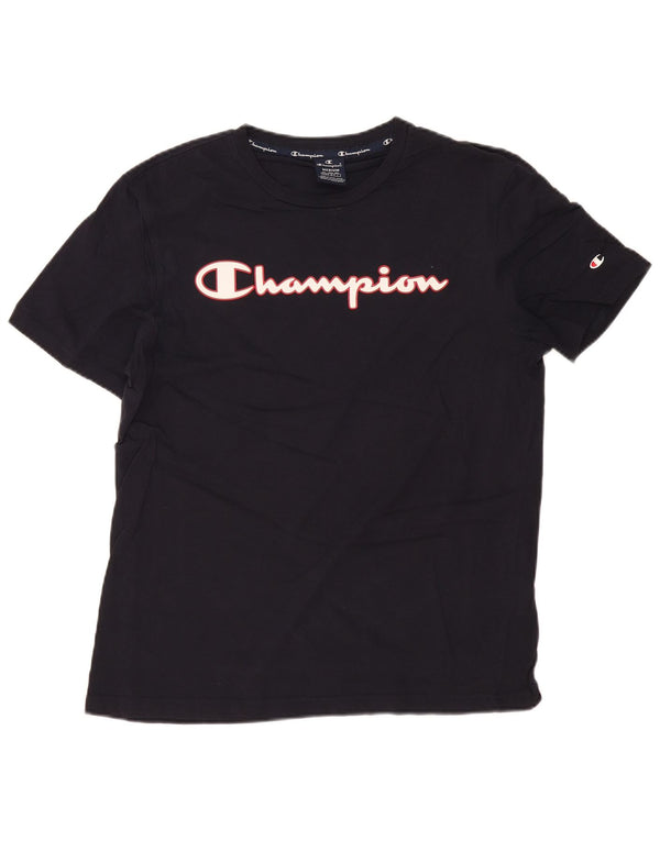 T-shirt grafica da uomo CHAMPION Top in cotone blu navy medio