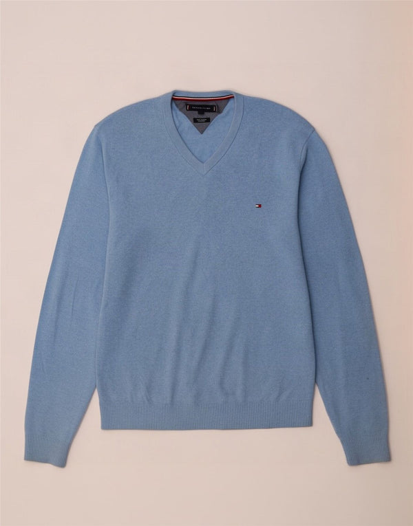 Maglione maglione con scollo a V da uomo Tommy Hilfiger 2XL cotone blu