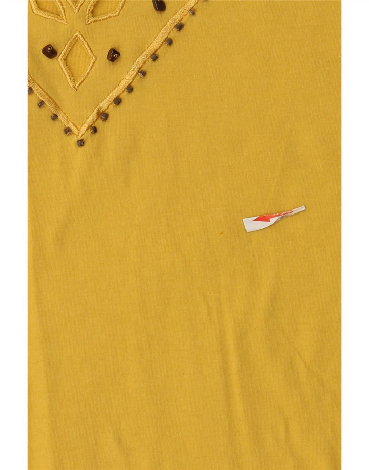 Camicetta da donna vintage Top UK 16 grande cotone giallo