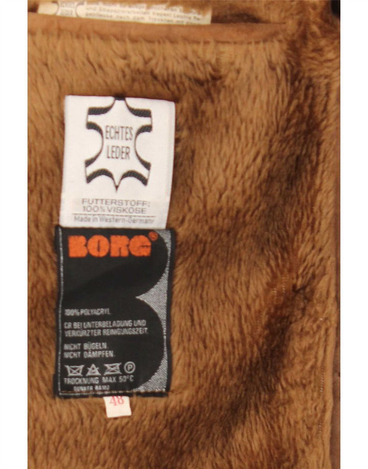 Cappotto vintage in shearling da uomo IT 48 in pelle marrone medio