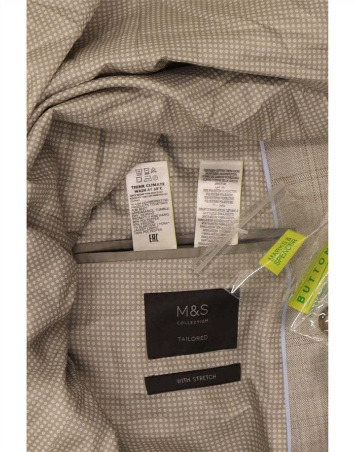 Giacca blazer a 2 bottoni sartoriale da uomo Marks & Spencer UK 42 quadri grigi grandi