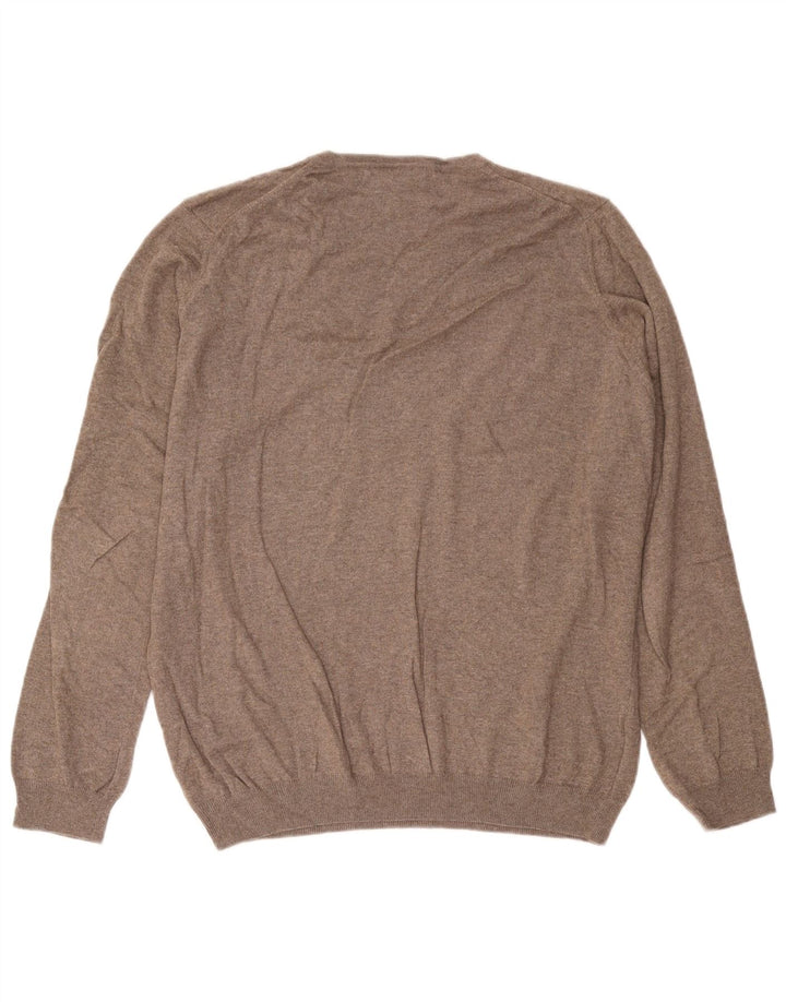 Maglione da uomo con scollo a V John Lewis, grande cotone marrone