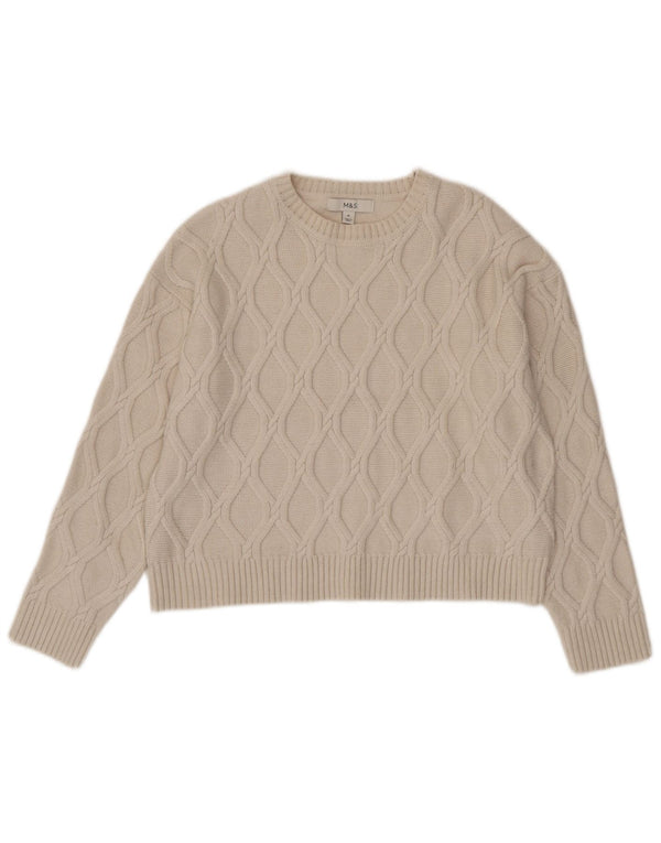 Maglione corto con scollo a barca da donna Marks & Spencer UK 14 Beige medio