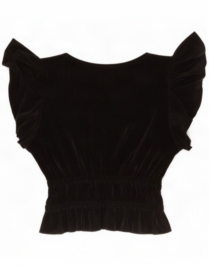 Zara Top corto a pipistrello da donna UK 10 Small Nero