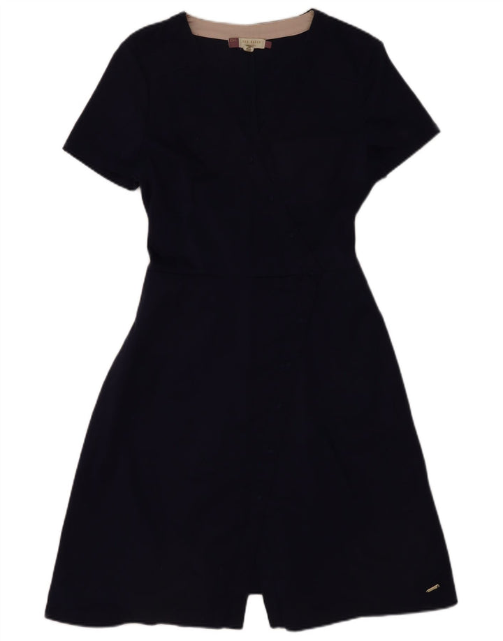 Abito a trapezio da donna Ted Baker taglia 3 cotone medio blu navy