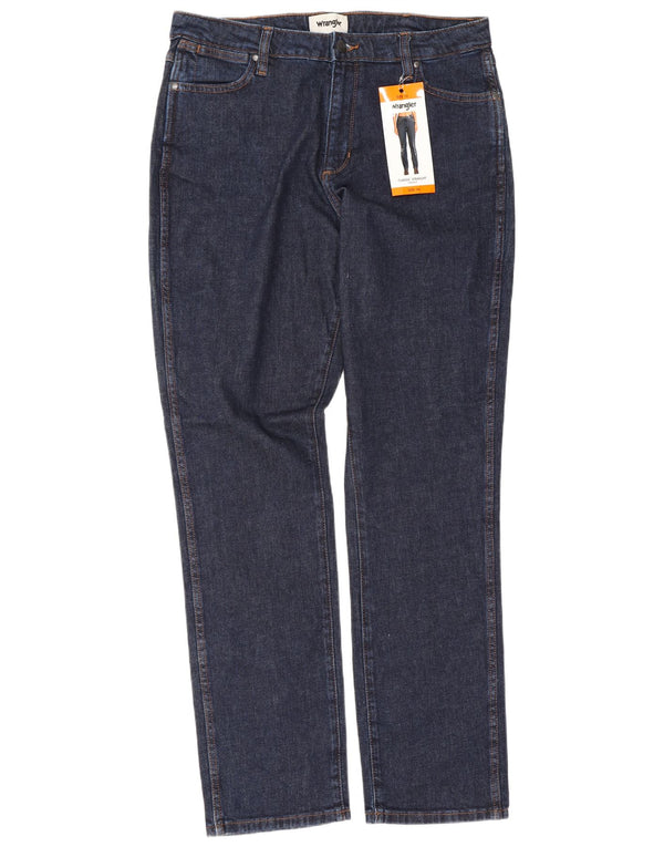 Jeans dritti a vita alta da donna Wrangler US 16 XL W32 L32 Blu Navy