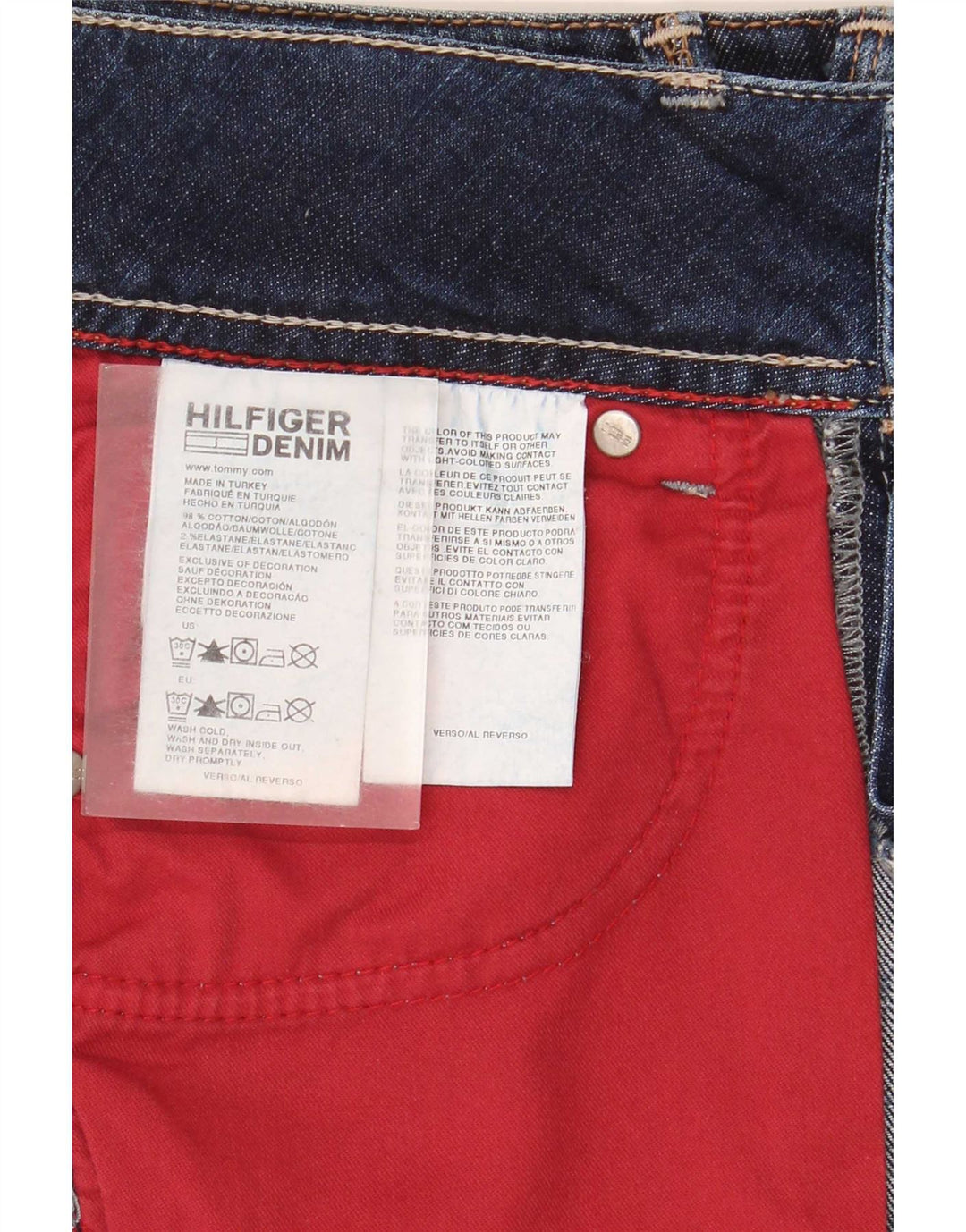 Gonna di jeans da donna Tommy Hilfiger piccola W27 in cotone blu