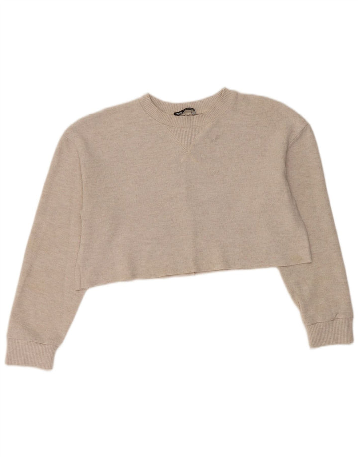 Felpa corta oversize da donna Zara UK 10 piccola grigia