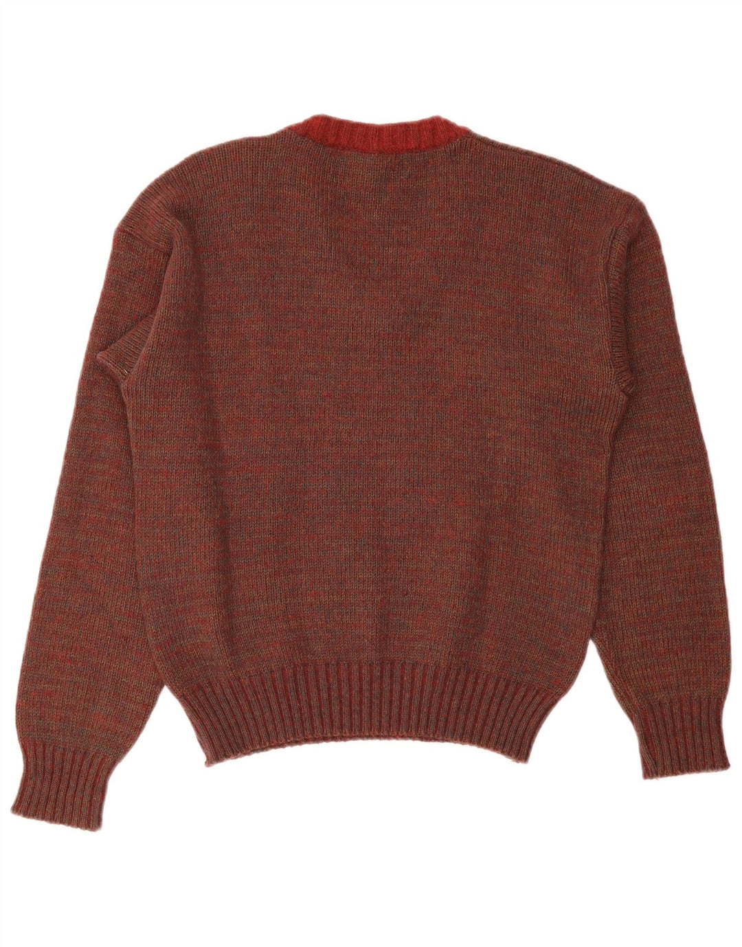 Maglione vintage da uomo con scollo a V IT 52 Large Brown Colourblock