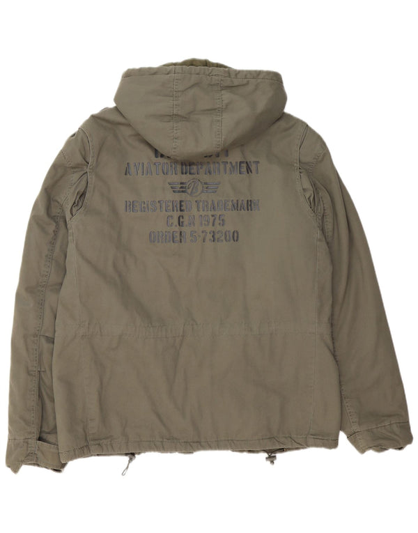 BRANDIT Giacca militare con cappuccio grafica da uomo UK 42 XL Cotone kaki