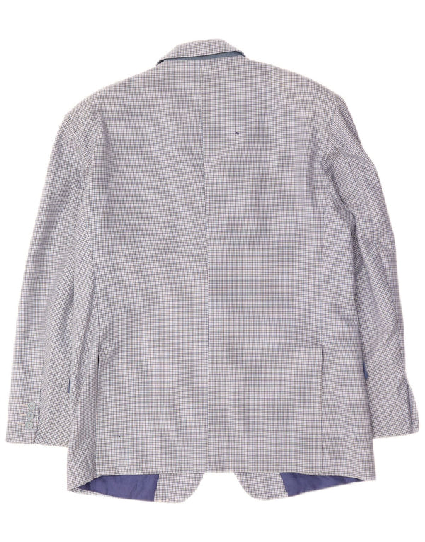 Giacca blazer da uomo a 2 bottoni VINTAGE IT 50 grande lana a quadri blu