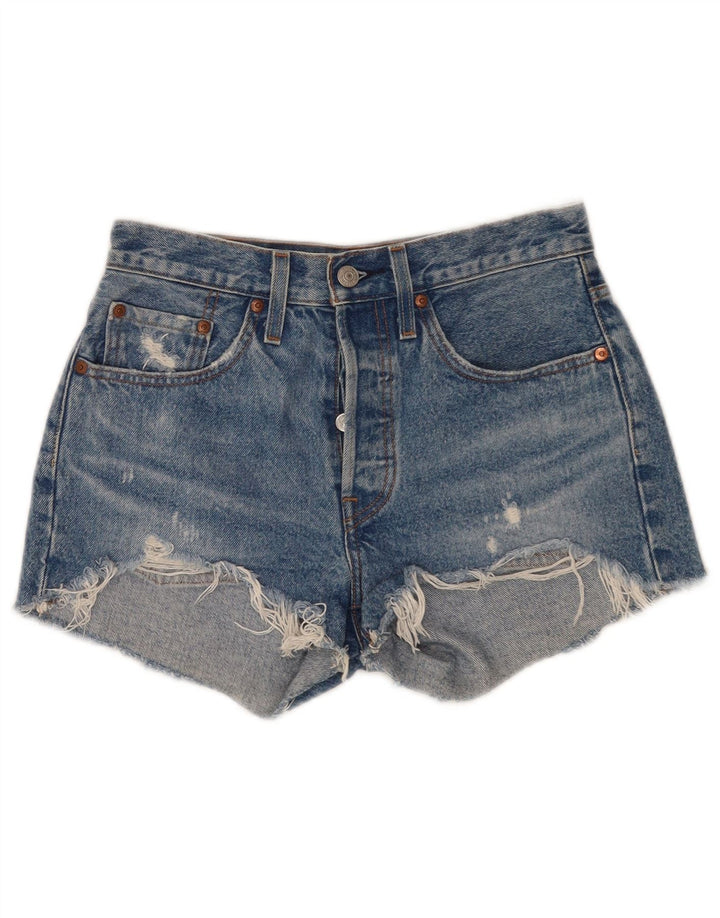 Pantaloncini Levi's da donna 501 in denim invecchiato W26 piccolo cotone blu