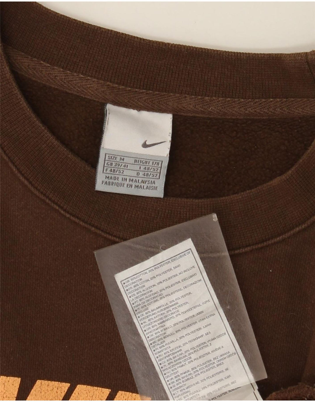 Felpa grafica da uomo Nike Felpa UK 39/41 Cotone marrone medio