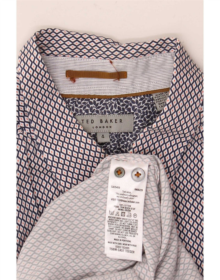 Ted Baker Camicia a maniche corte da uomo Taglia 4 Large Blu Navy in cotone geometrico