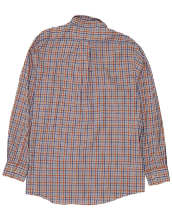 Camicia da uomo Chaps taglia 16 1/2 grande cotone a quadri blu