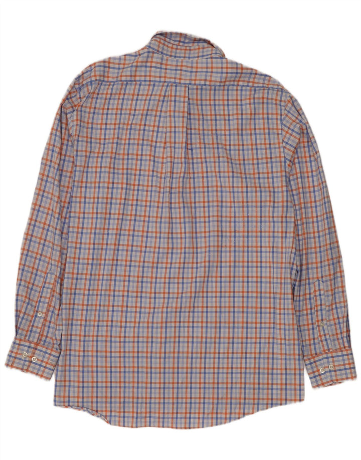 Camicia da uomo Chaps taglia 16 1/2 grande cotone a quadri blu
