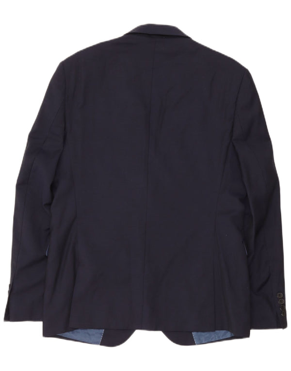 Giacca blazer da uomo a 2 bottoni Dkny IT 52 XL in lana blu navy