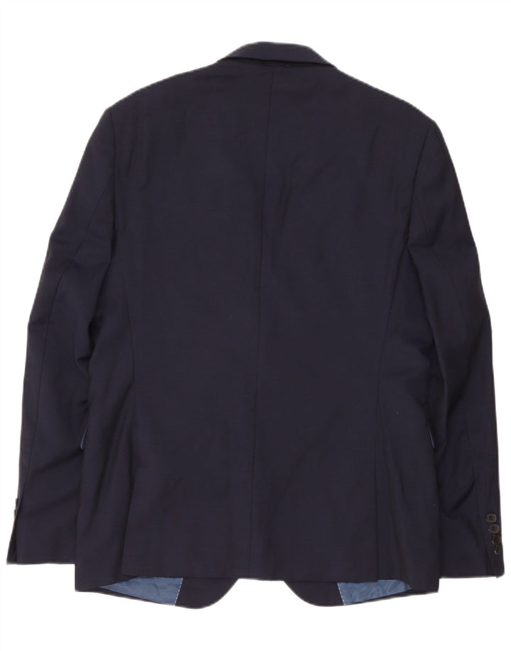 Giacca blazer da uomo a 2 bottoni Dkny IT 52 XL in lana blu navy