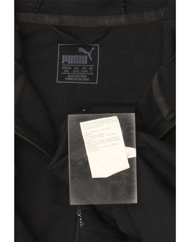 Felpa con cappuccio e zip da uomo PUMA grande nera in poliestere