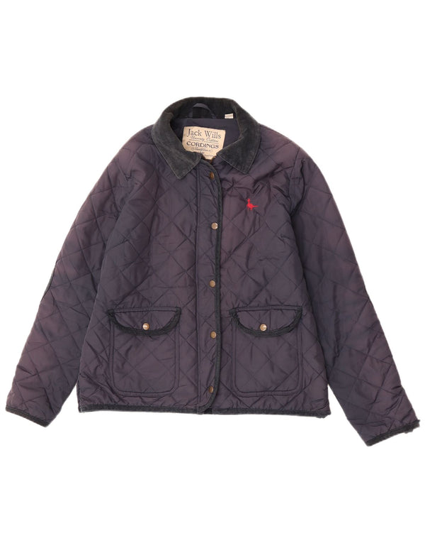 Giacca trapuntata da donna Jack Wills UK 14 grande nylon blu navy