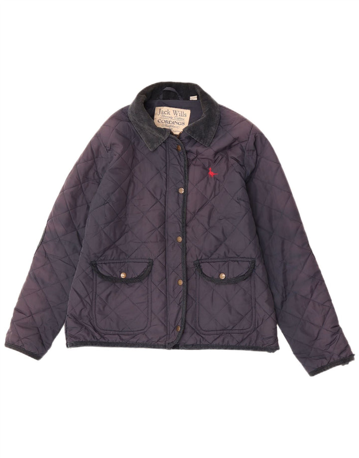 Giacca trapuntata da donna Jack Wills UK 14 grande nylon blu navy