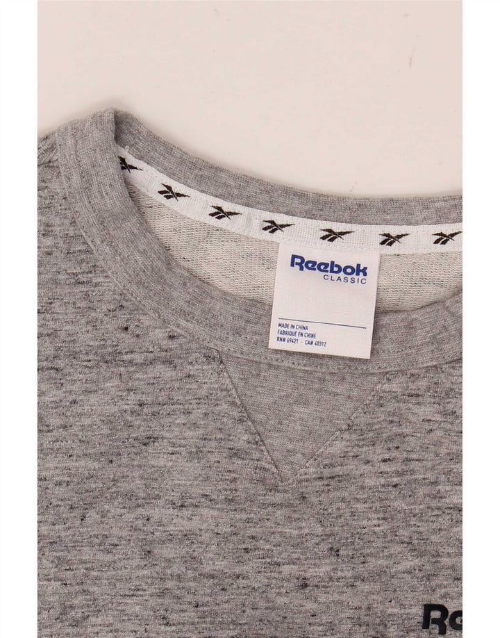 T-shirt oversize Reebok da donna UK 8/10 Small Grey Flecked