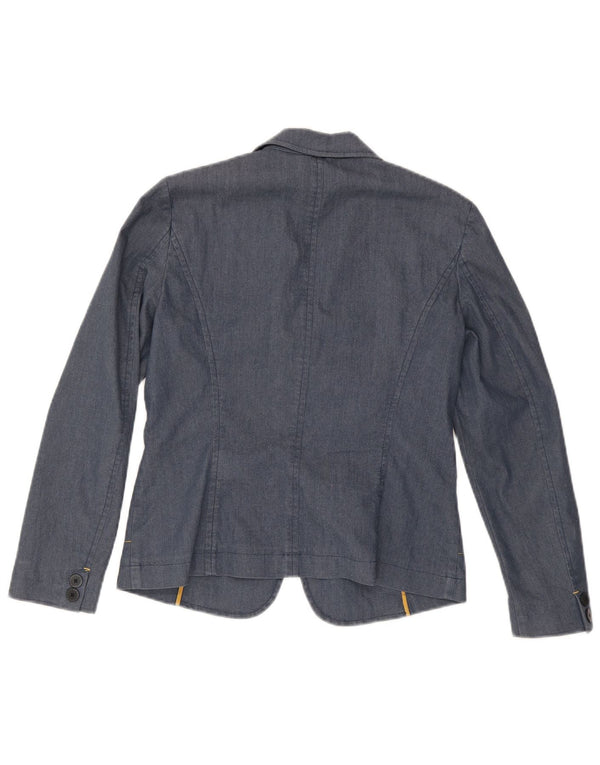 Giacca blazer da donna a 2 bottoni in denim Trussardi UK 14 grande blu navy