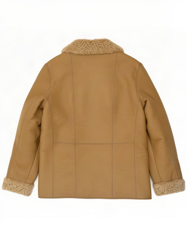Giacca in shearling da donna vintage EU 46 XL Pelle beige