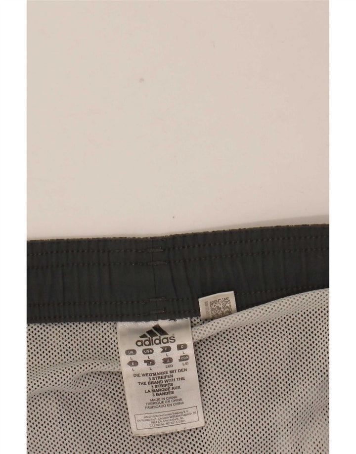 Pantaloncini da bagno da uomo Adidas grandi in poliestere a quadri grigi