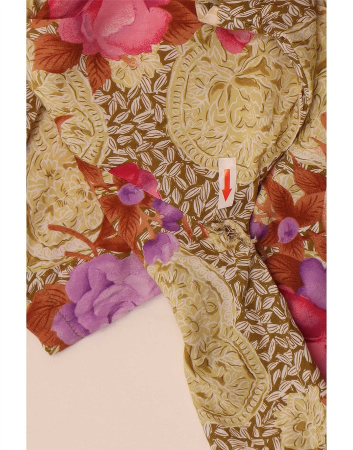 Camicetta corta da donna vintage UK 12 floreale multicolore medio