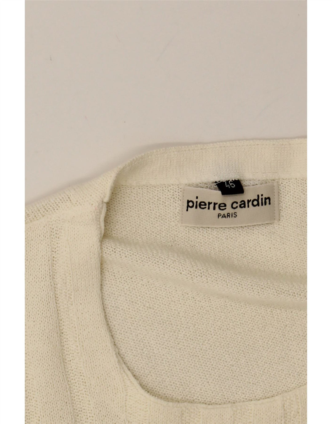 PIERRE CARDIN Womens Crew Neck Jumper Sweater IT 46 Large Off White Vintage Pierre Cardin and Second-Hand Pierre Cardin from Messina Hembry 