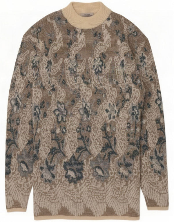 i Blues Womens Turtle Neck Jumper Sweater UK 14 Medium Green Floral