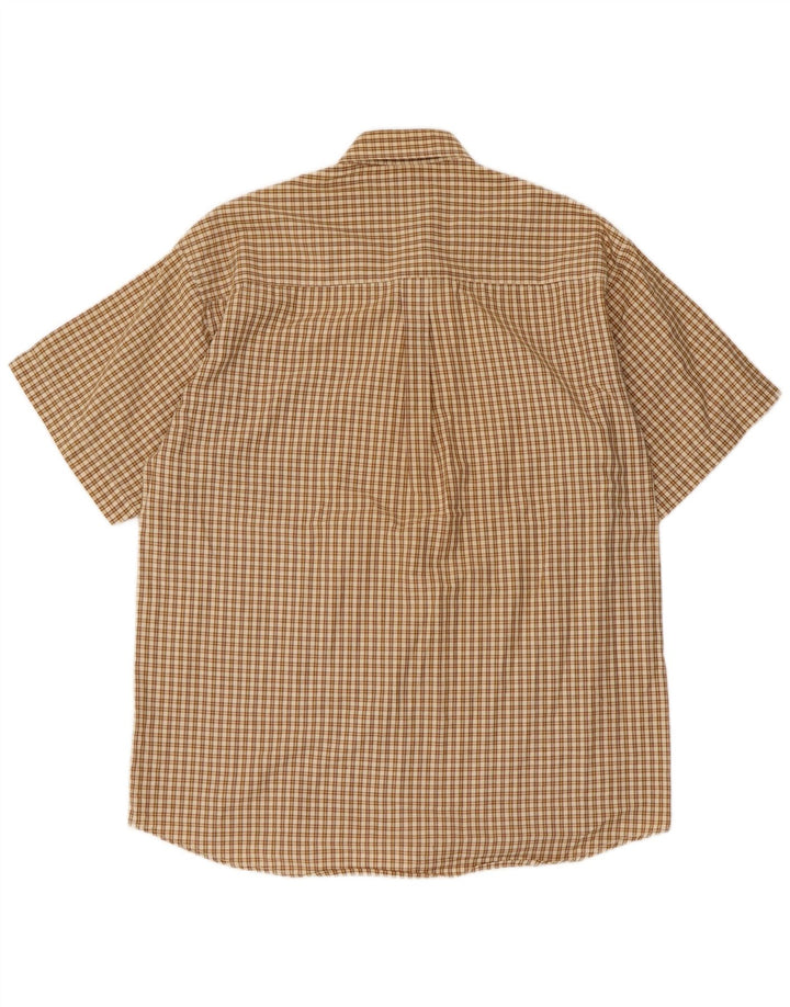 Camicia a maniche corte da uomo Lacoste taglia 41 grande cotone a quadri beige