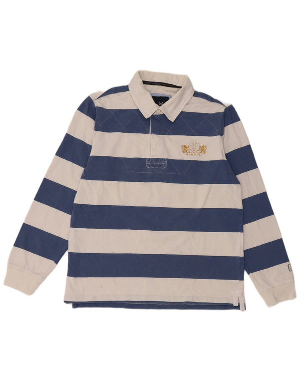 Crew Clothing Polo da rugby grafica da uomo a maniche lunghe a righe blu medio