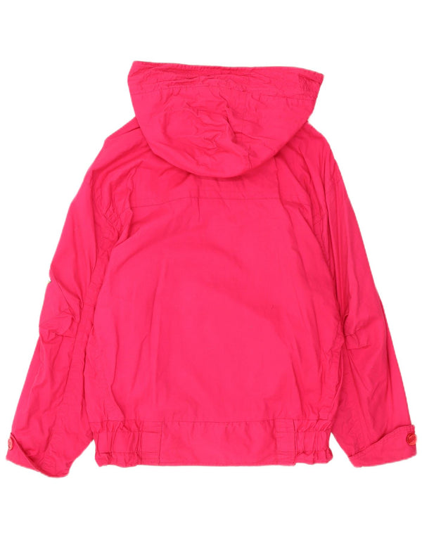 Giacca a vento oversize con cappuccio da donna vintage UK 12 Cotone rosa medio