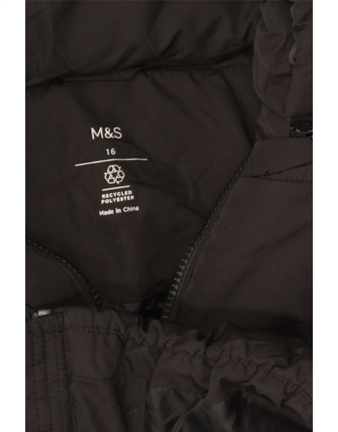 Giacca imbottita con cappuccio da donna Marks & Spencer UK 16 grande poliestere nero