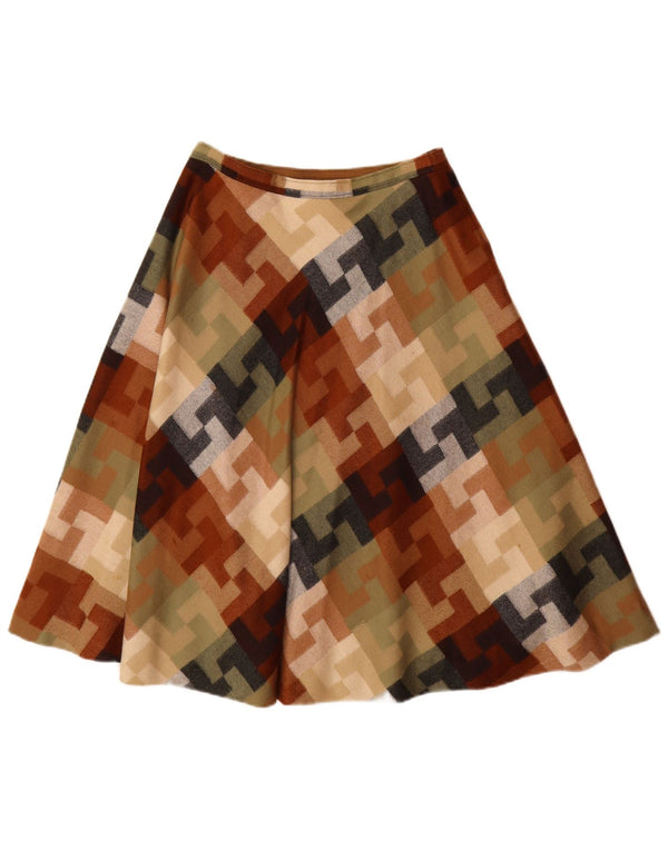 Gonna a trapezio a vita alta da donna vintage W26 piccola geometrica multicolore