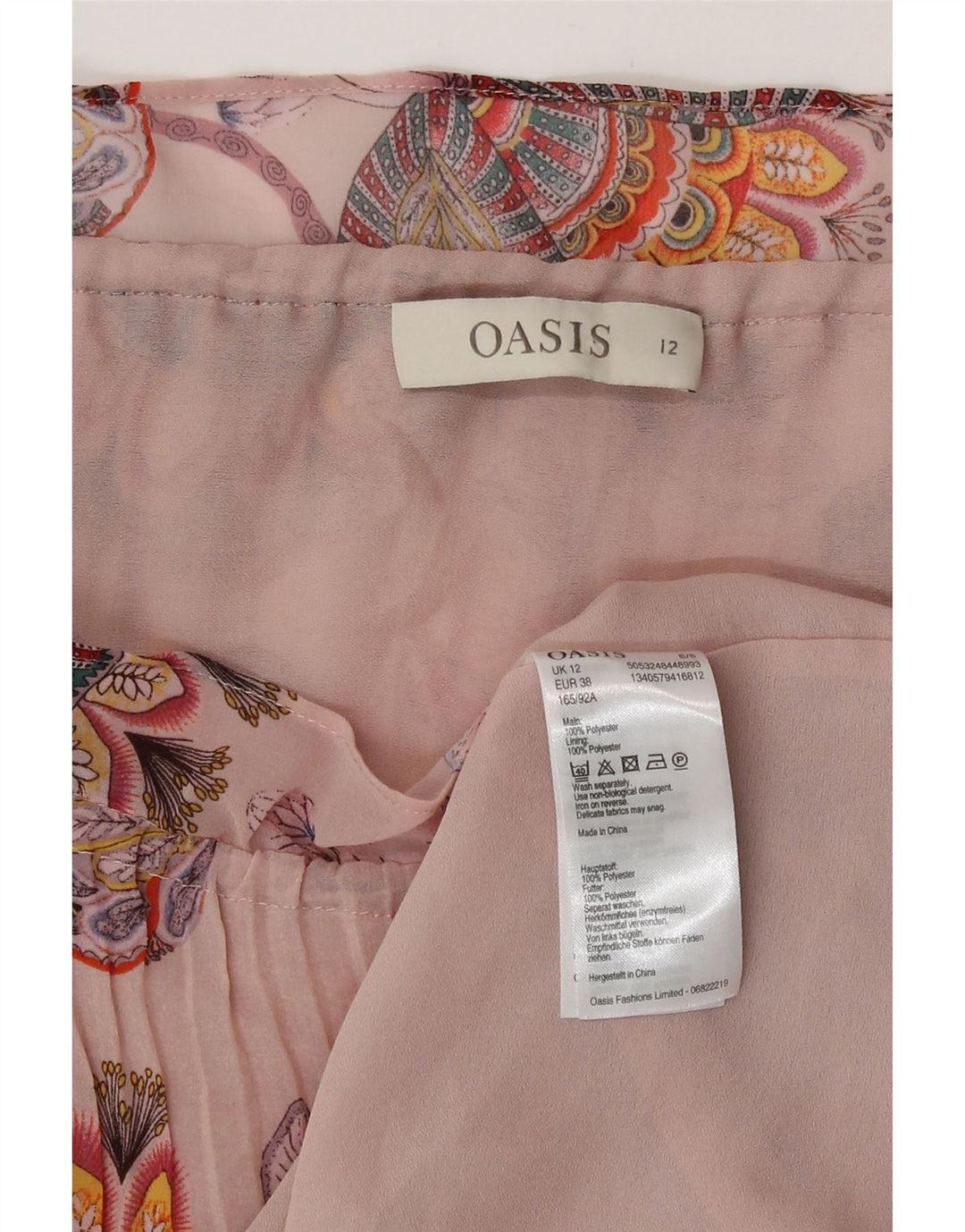 Abito a trapezio senza maniche da donna Oasis UK 12 Poliestere floreale rosa medio